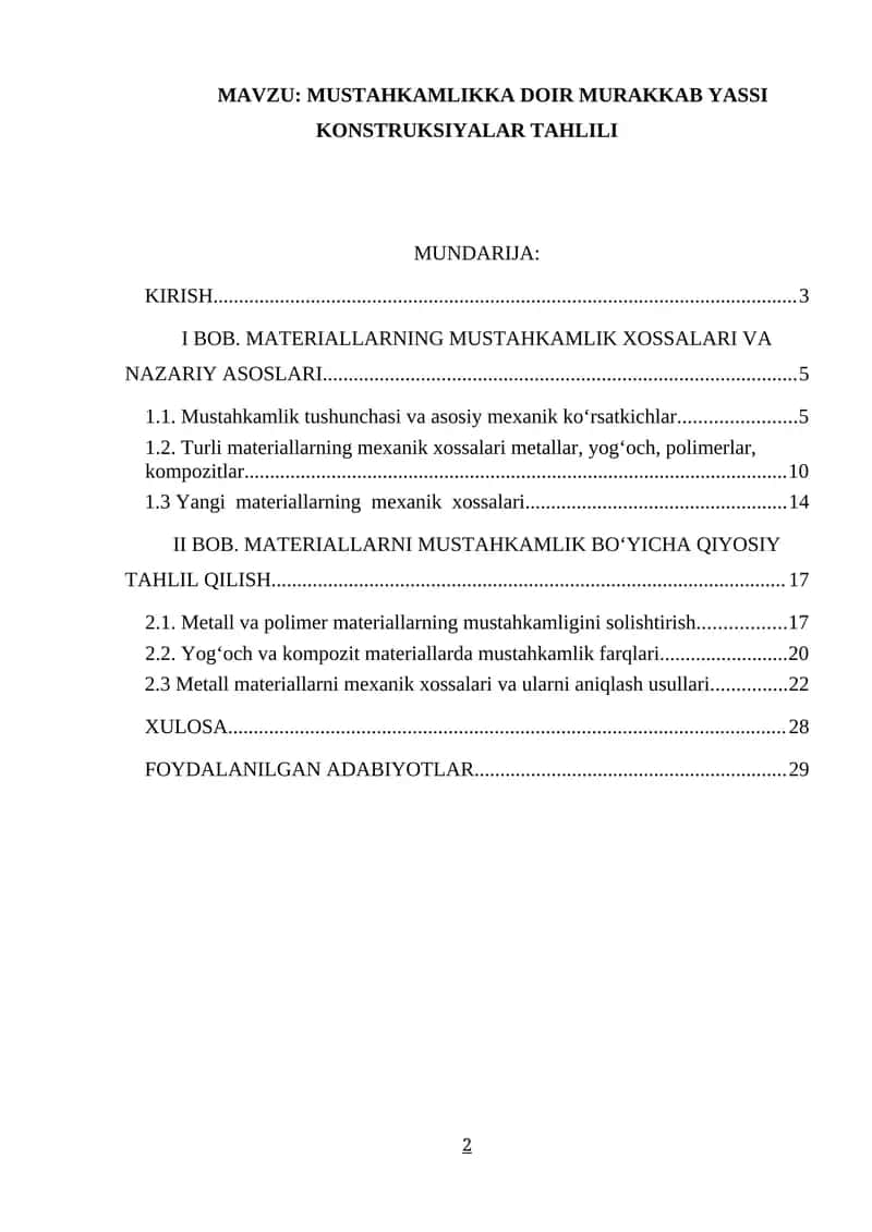 MUSTAHKAMLIKKA DOIR MURAKKAB YASSI KONSTRUKSIYALAR TAHLILI 1