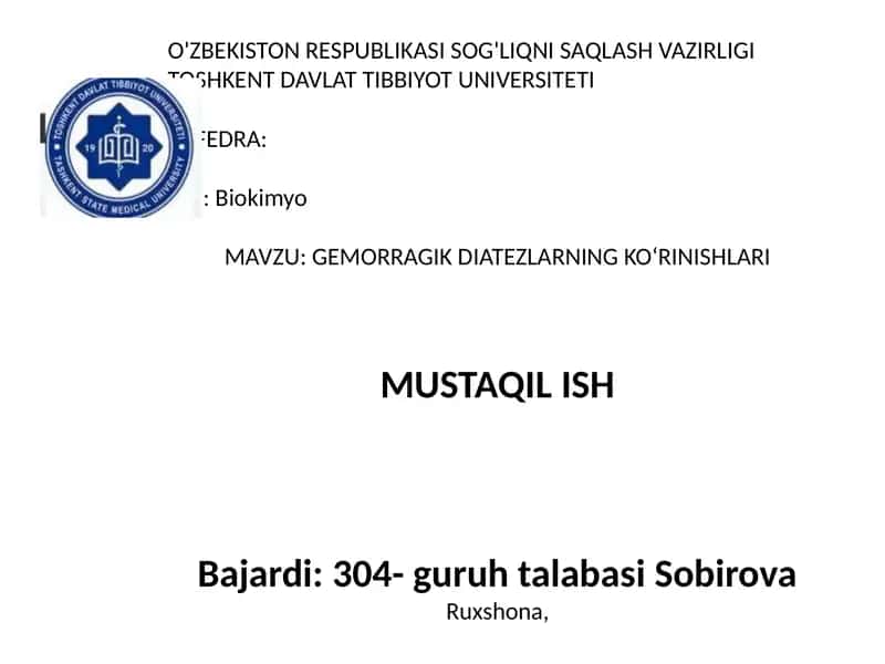 Gemorragik diatezlarning ko‘rinishlari 1