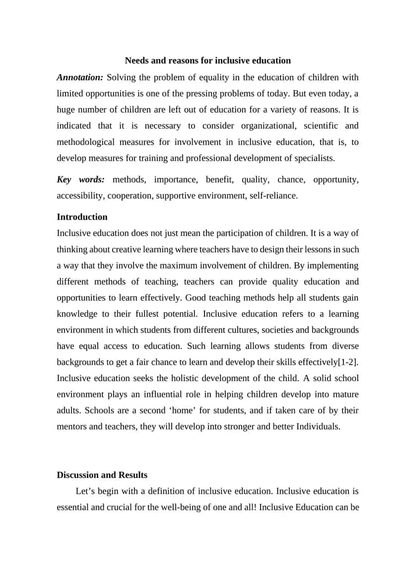 Inclusive Education Methods 1