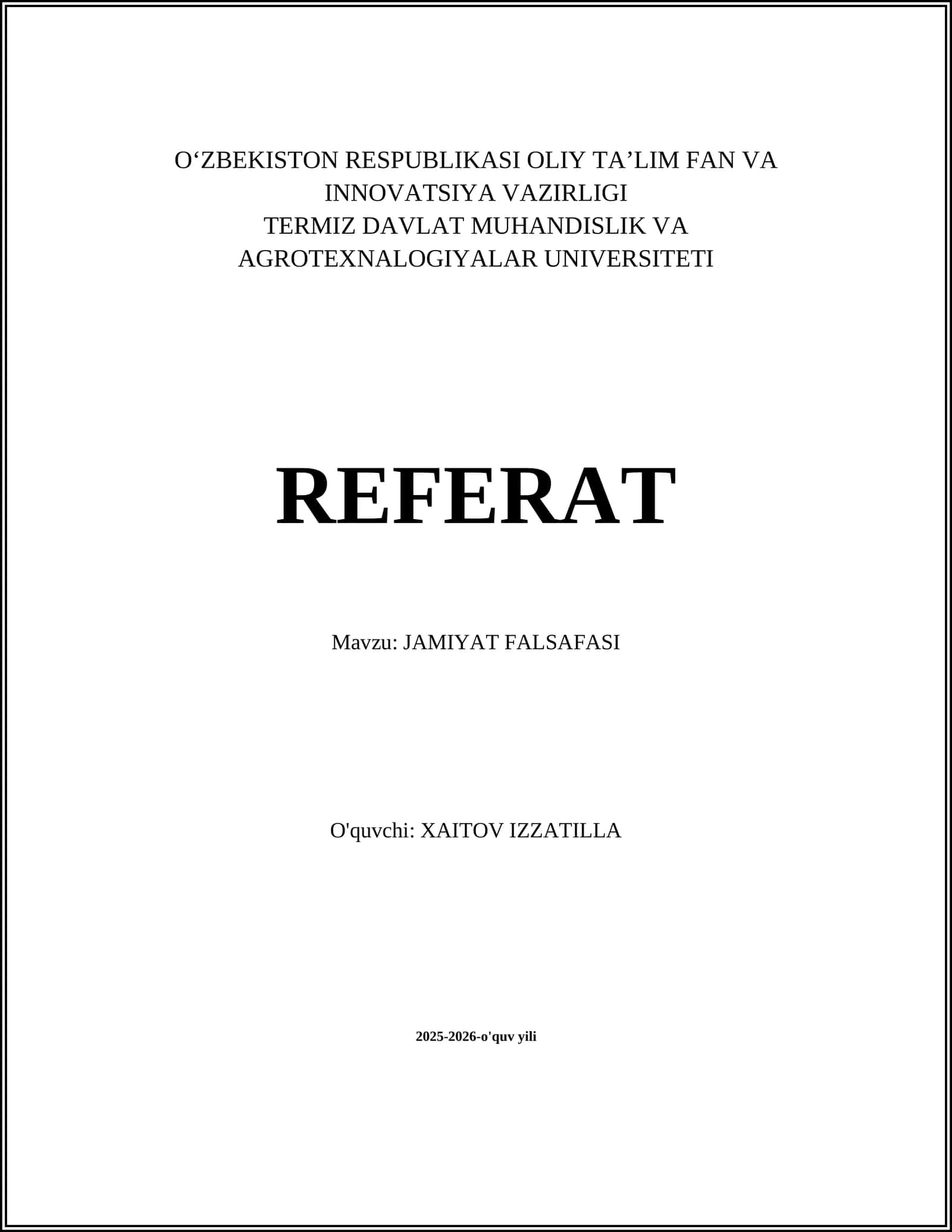 JAMIYAT FALSAFASI 1