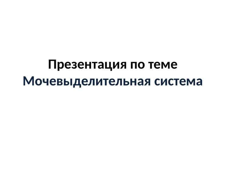 Презентация по теме Мочевыделительная система 1