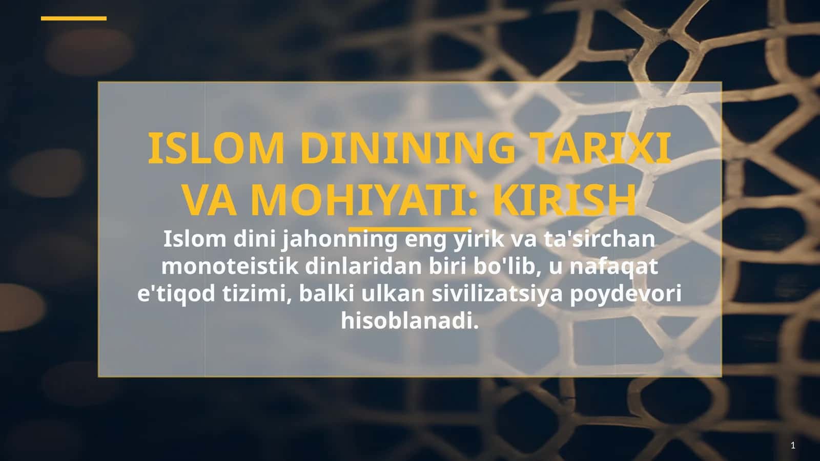 Islom Dini Tarixi va Mohiyati 1