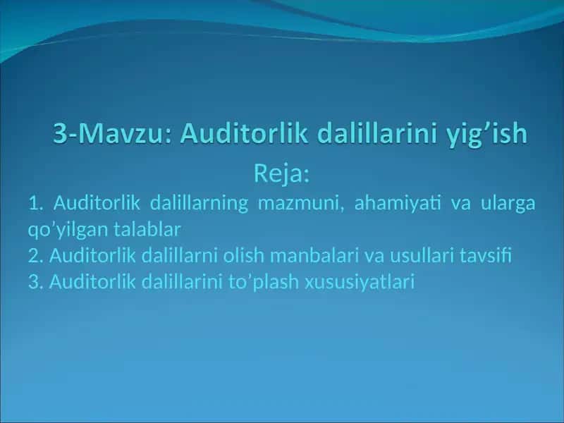 Auditorlik dalillarini yigʻish 1
