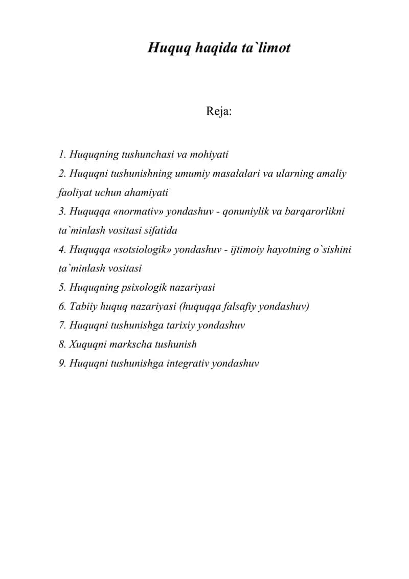 Huquq haqida ta`limot 1