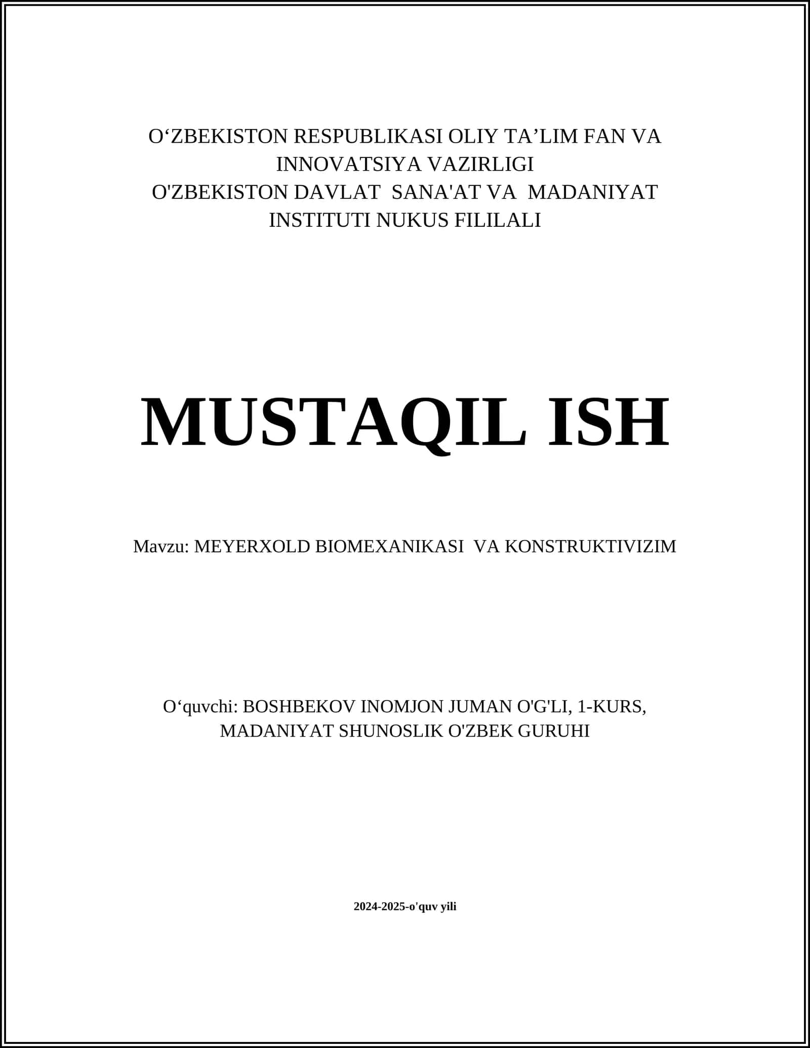MEYERXOLD BIOMEXANIKASI VA KONSTRUKTIVIZIM 1