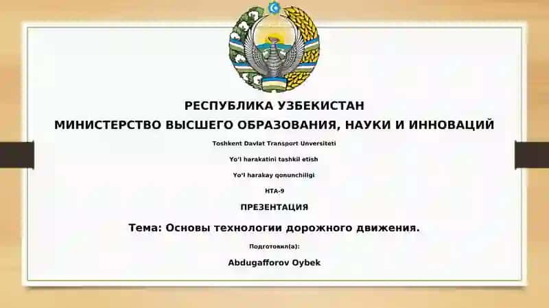 Основы технологии дорожного движения