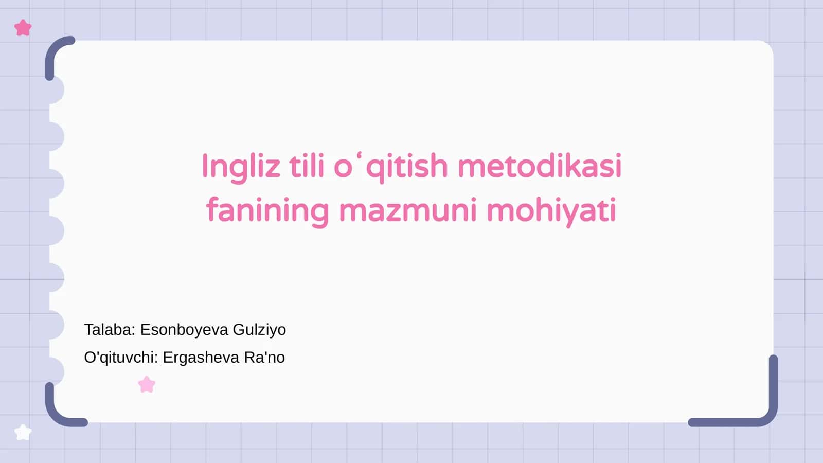 Ingliz tili oʻqitish metodikasi 1