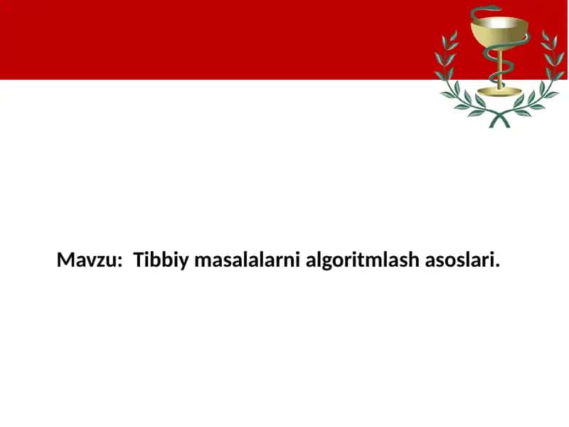 Tibbiy masalalarni algoritmlash asoslari 1
