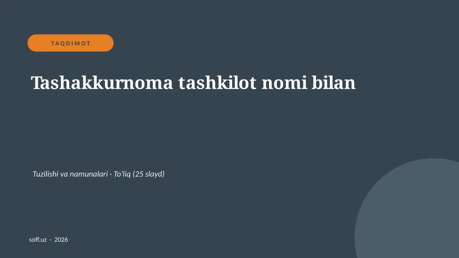 Tashakkurnoma 1
