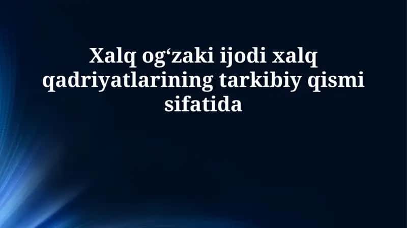 Og'zaki ijodiyot 1