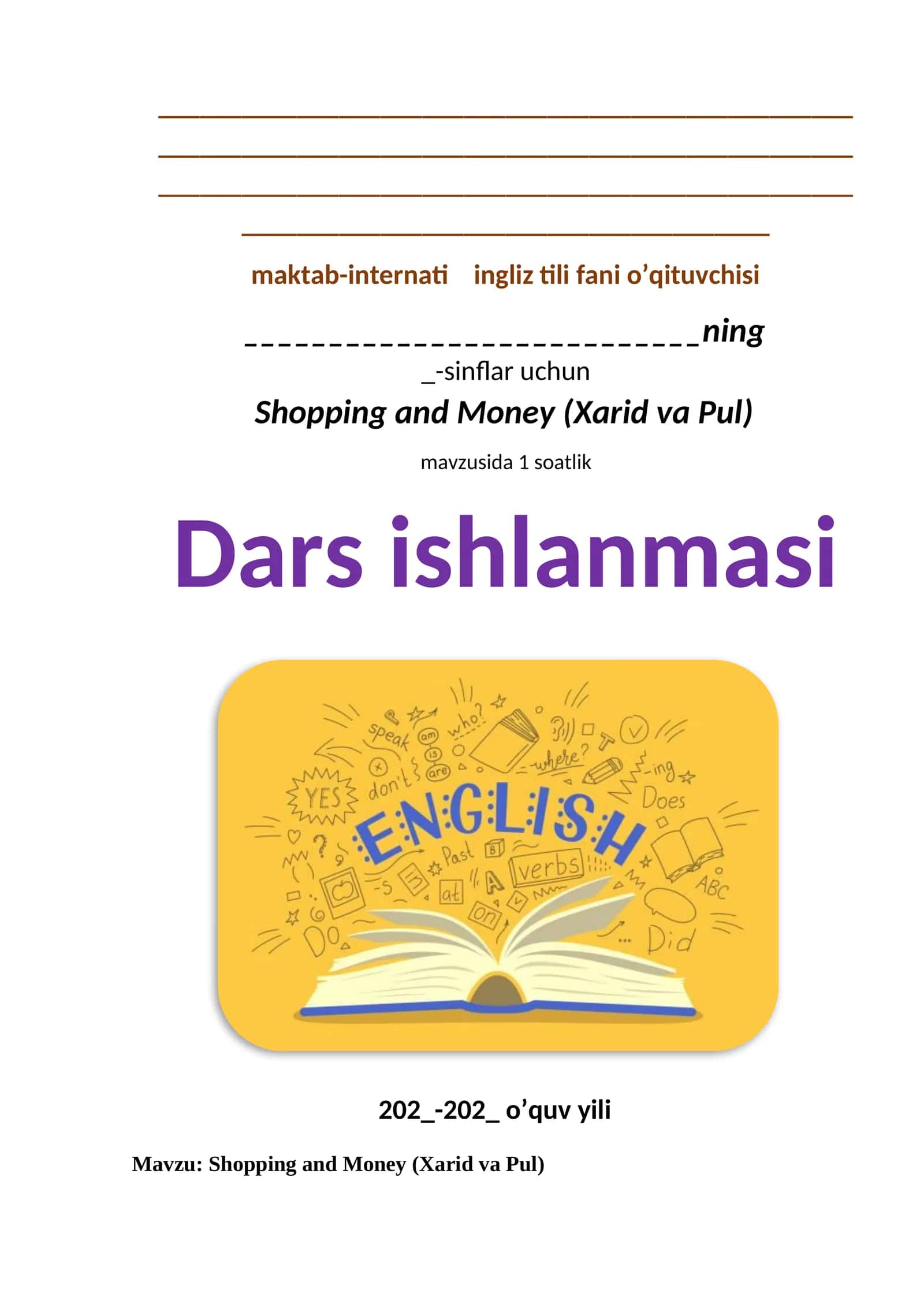 Shopping and Money (Xarid va Pul) Darsi 1