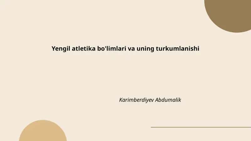 Yengil atletika bo'limlari va uning turkumlanishi 1