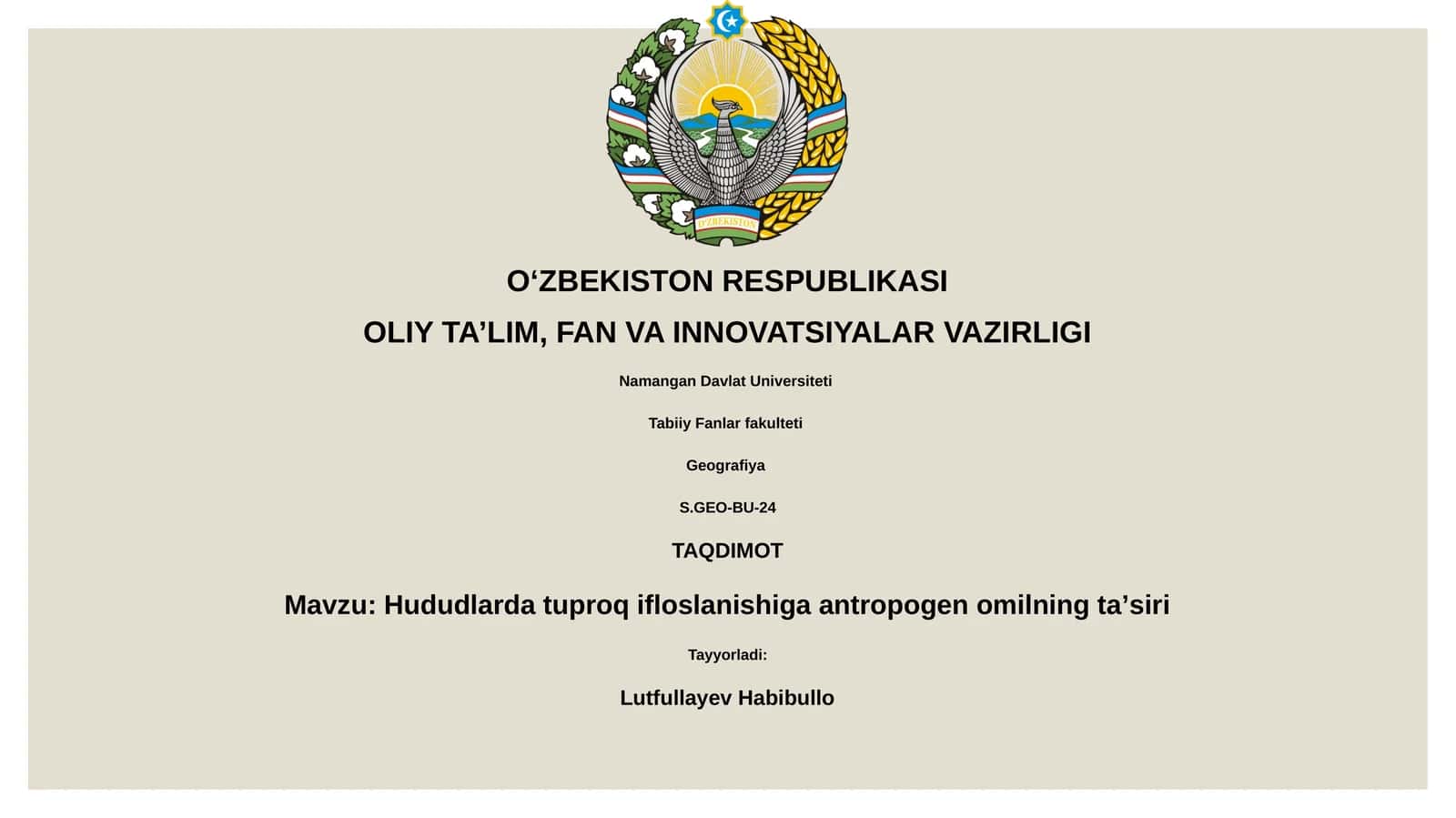 Hududlarda tuproq ifloslanishiga antropogen omilning taʼsiri 1