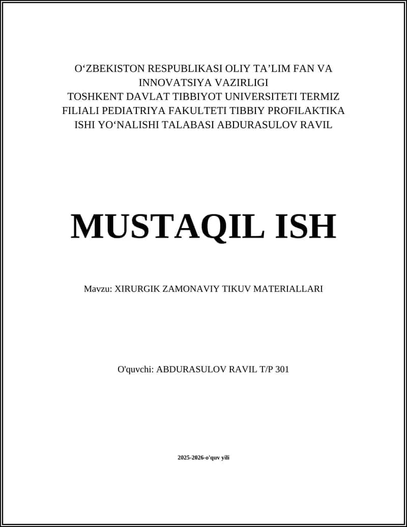 XIRURGIK ZAMONAVIY TIKUV MATERIALLARI 1