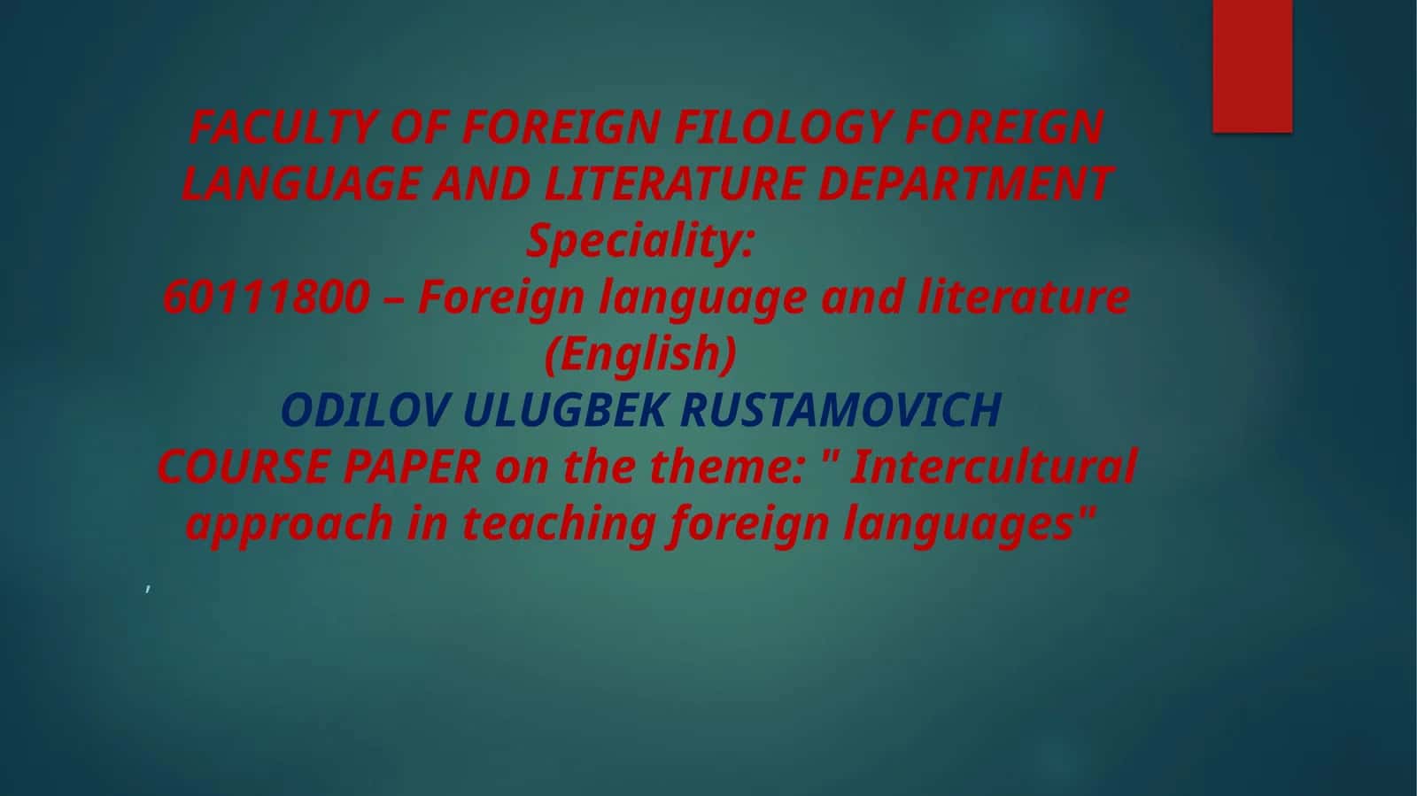 Foreign language and literature (English) 1
