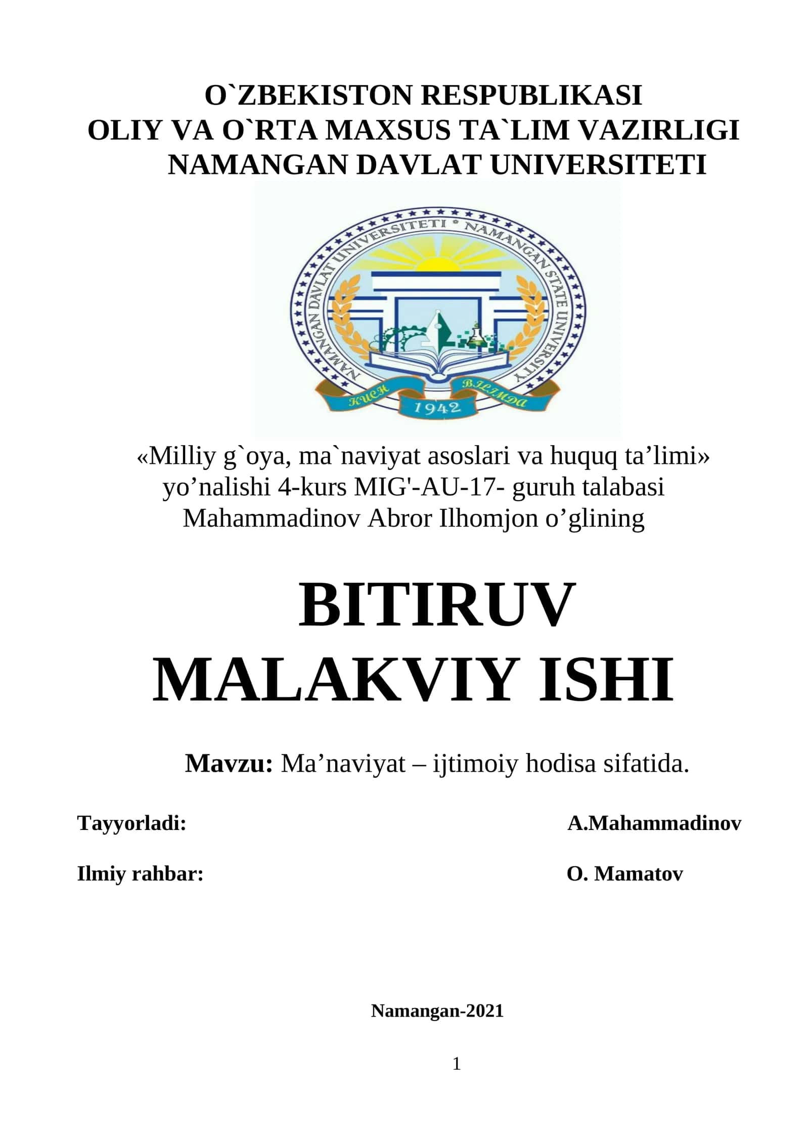 Ma’naviyat – ijtimoiy hodisa sifatida 1
