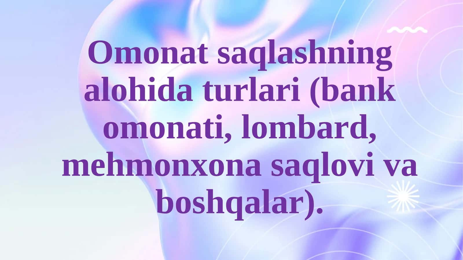 Omonat saqlashning alohida turlari 1