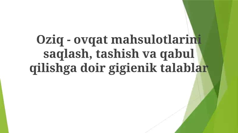 Xavfsiz Oziq-ovqat Tashish Tartibi 1