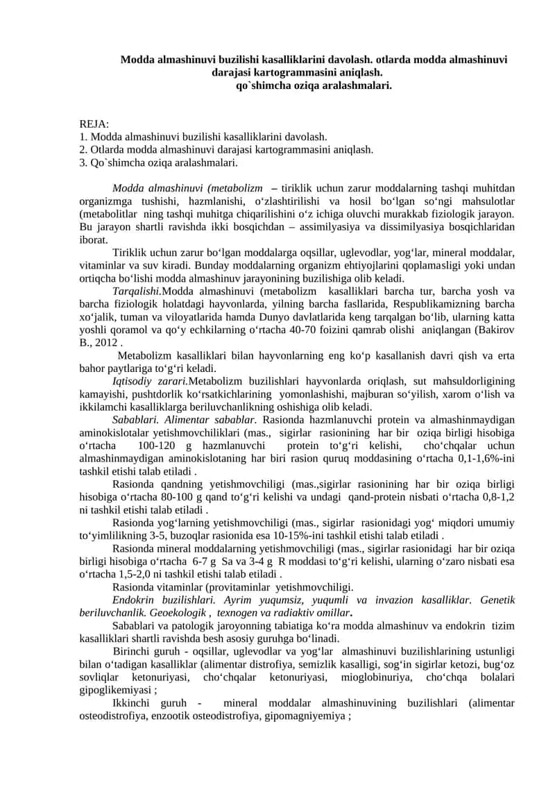 Modda almashinuvi kasalliklarini davolash 1