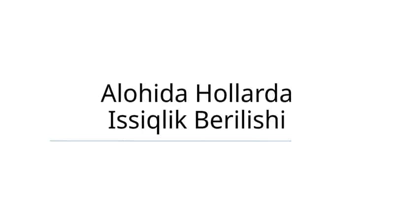 Issiqlik Berilishi 1