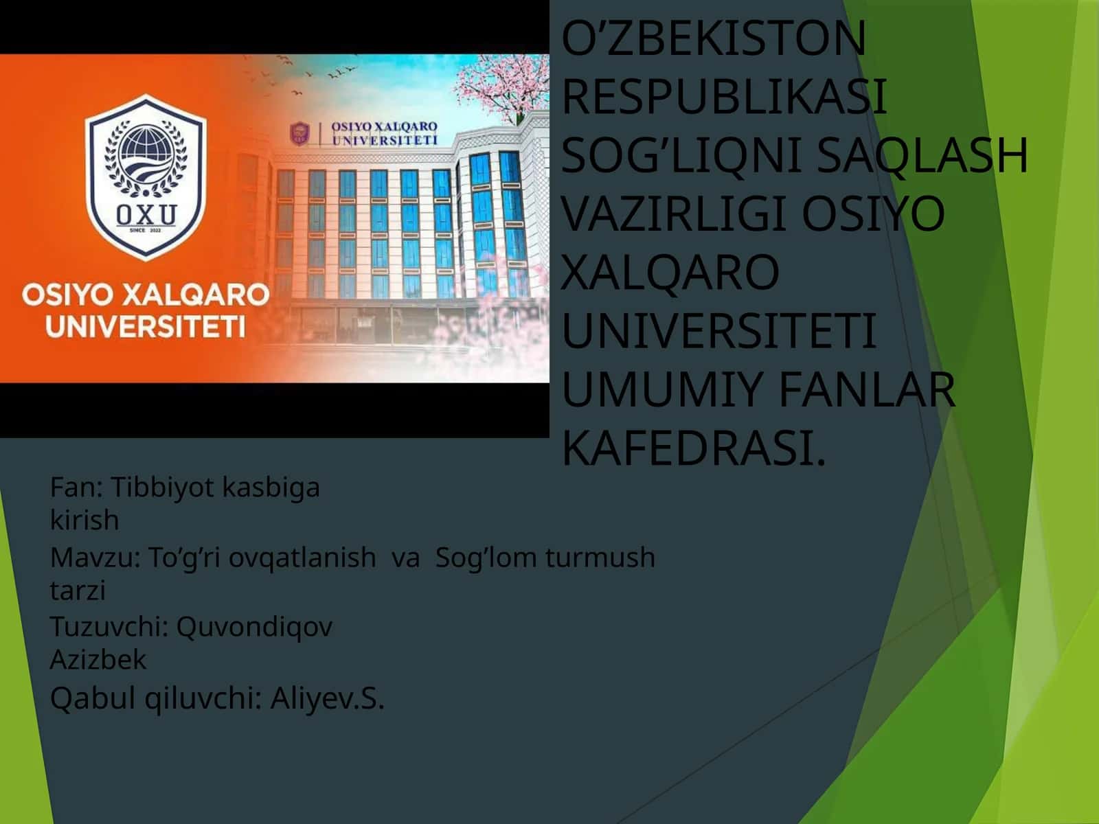 To’g’riovqatlanishvaSog’lomturmushtarzi 1
