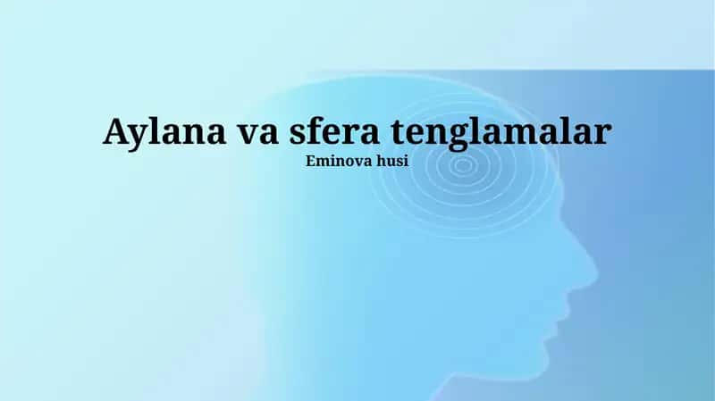 Silindr va Sfera Tenglamalari 1