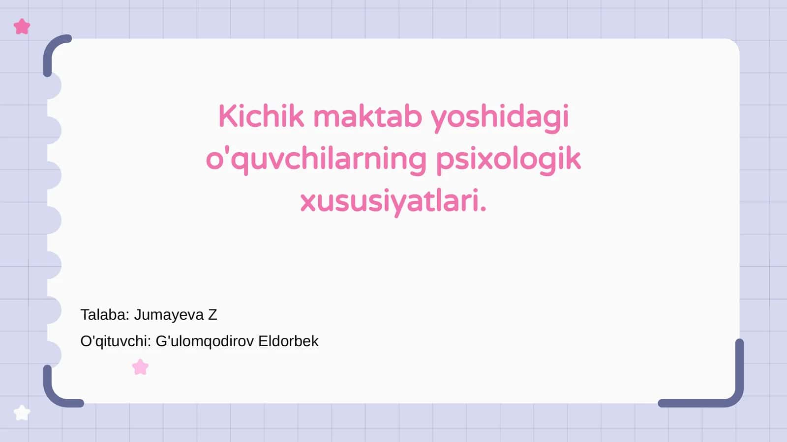 Kichik maktab yoshidagi bolalar psixologiyasi 1