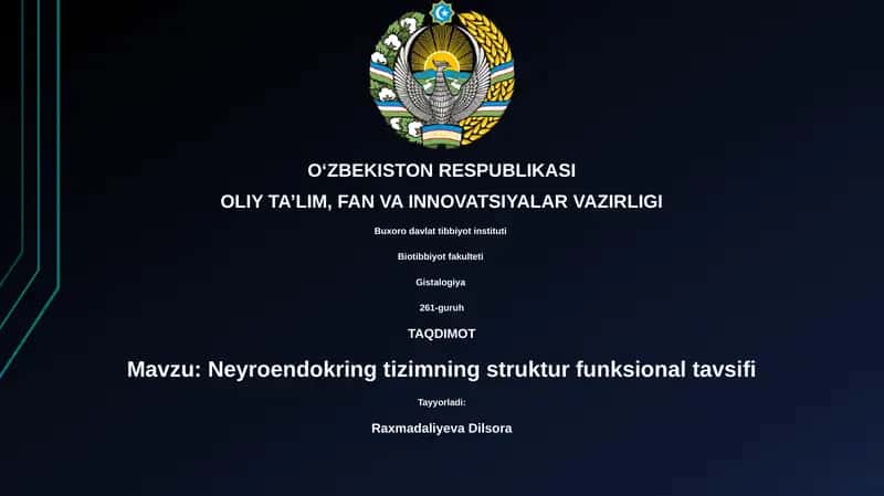 Neyroendokring tizimning struktur funksional tavsifi 1