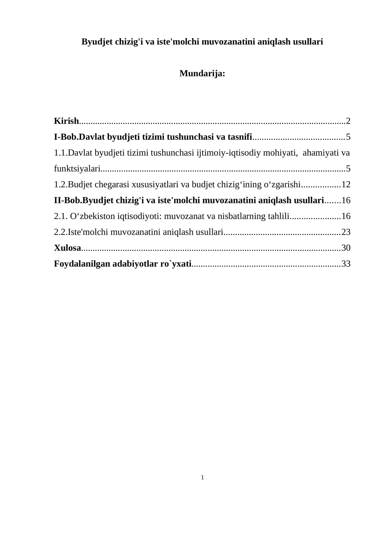 Byudjet chizig'i va iste'molchi muvozanatini aniqlash usullari 1
