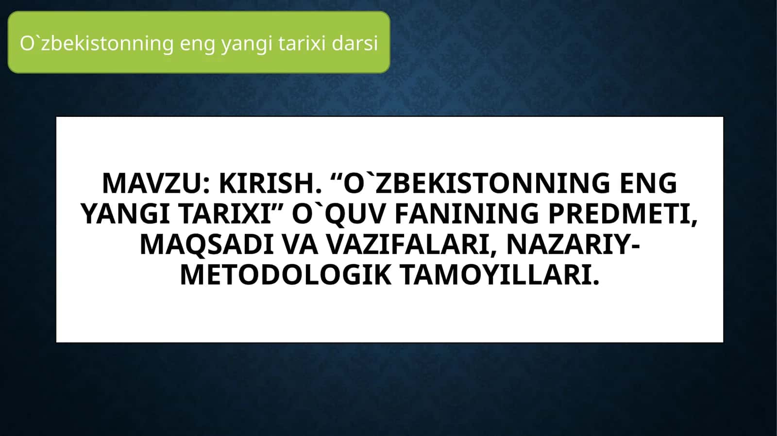 O`zbekistonning eng yangi tarixi 1