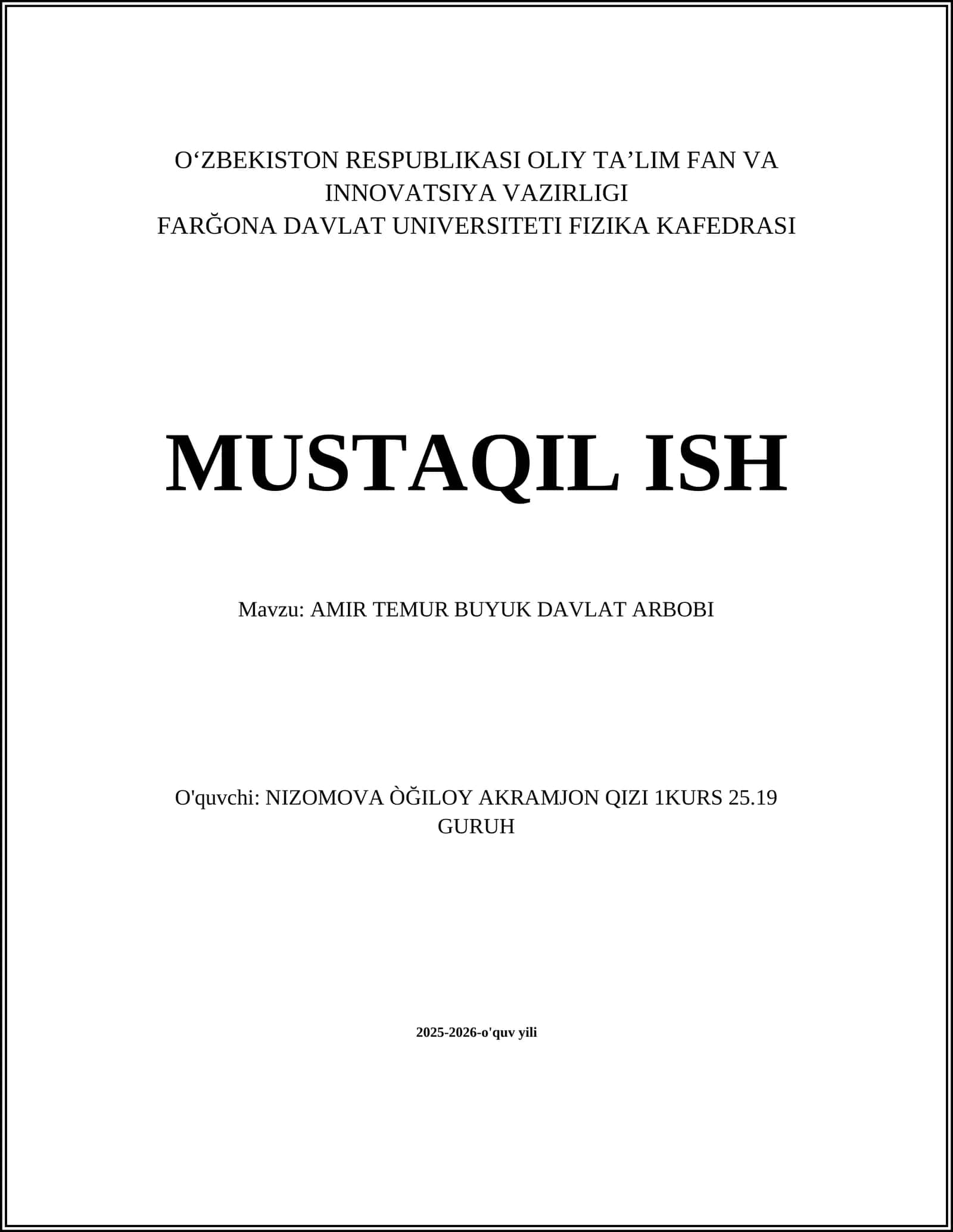 AMIR TEMUR BUYUK DAVLAT ARBOBI 1