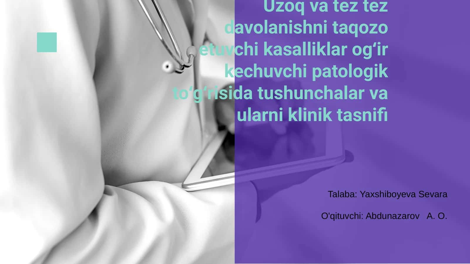 Uzoq va Tez-Tez Davolanishni Talab Qiladigan Kasalliklar 1