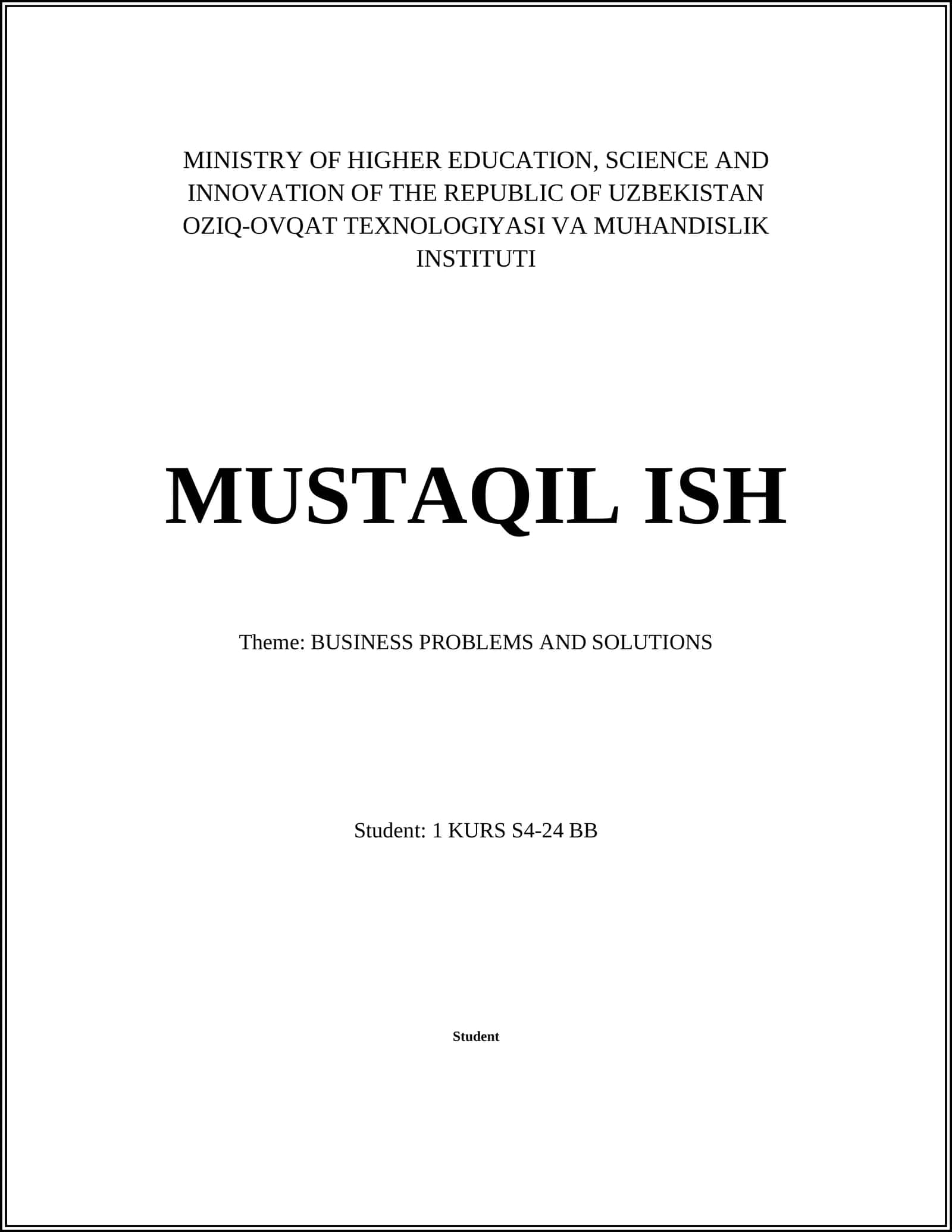 OZIQ-OVQAT TEXNOLOGIYASI VA MUHANDISLIK INSTITUTI 1