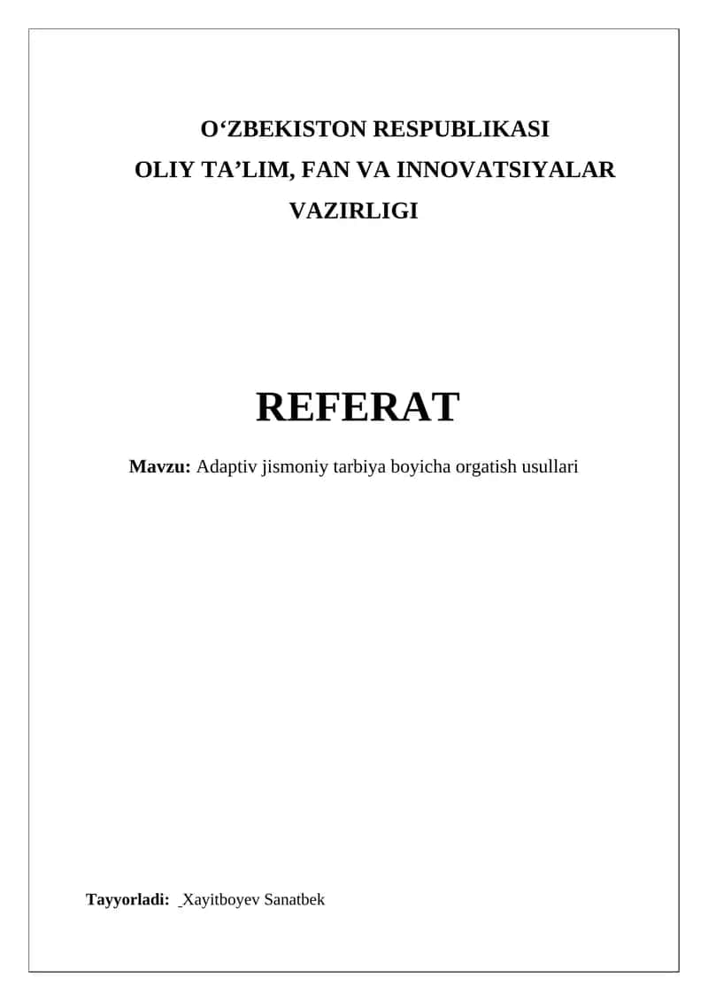 Adaptiv jismoniy tarbiya boyicha orgatish usullari 1
