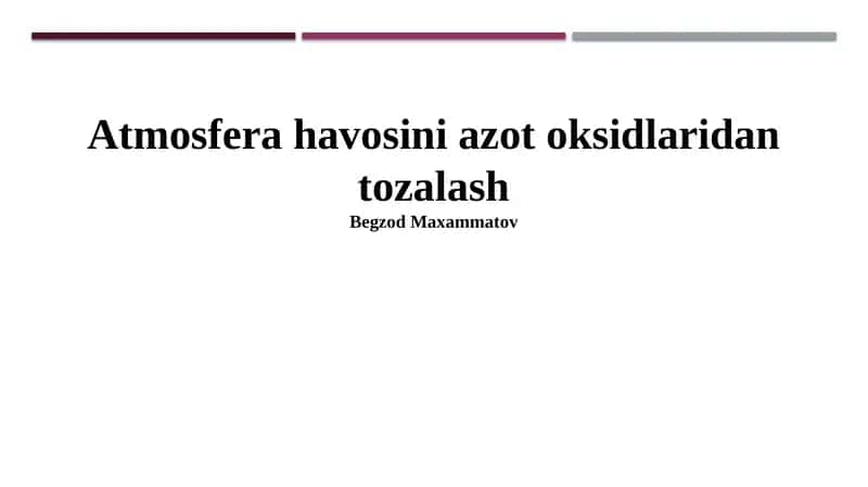 Azot Oksidlaridan Tozalash 1