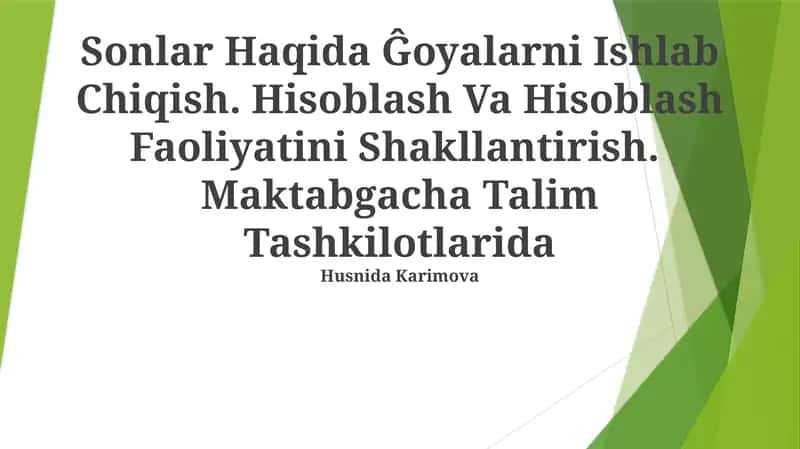 Sonlar Haqida Ĝoyalarni Ishlab Chiqish 1