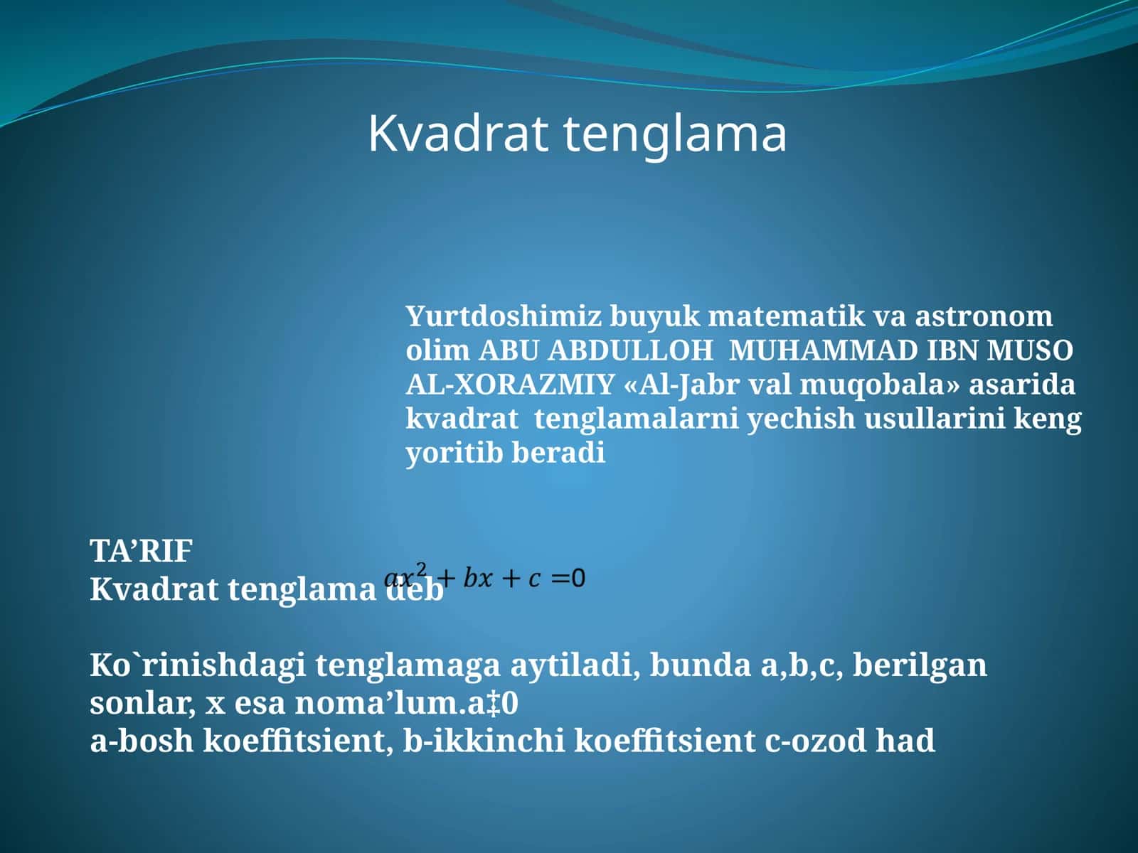 Chalak kvadrat tenglamalar 1