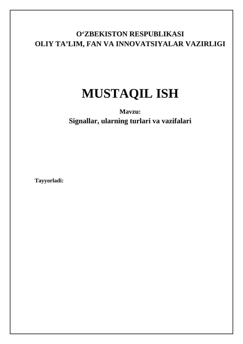 Signallar, ularning turlari va vazifalari 1