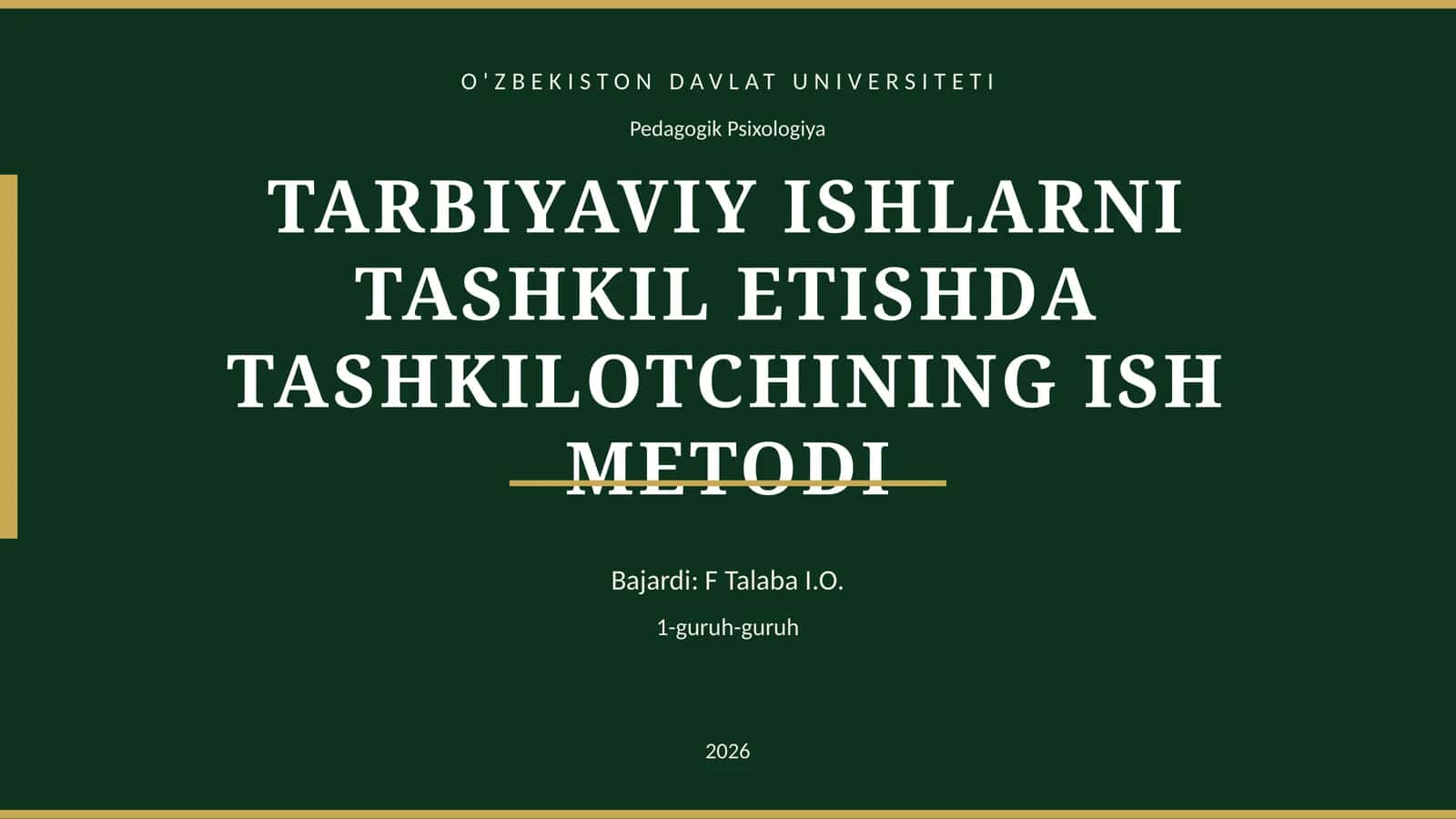 TARBIYAVIY ISHLARNI TASHKIL ETISHDA TASHKILOTCHINING ISH METODI 1