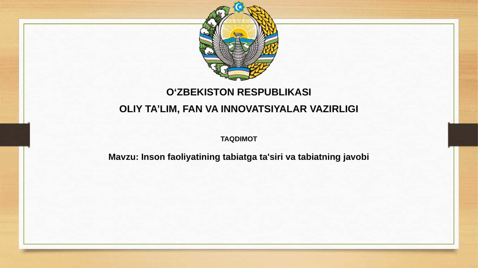 Inson faoliyatining tabiatga ta'siri 1