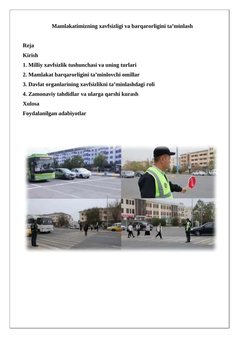 Mamlakatimizning xavfsizligi va barqarorligini ta’minlash 1