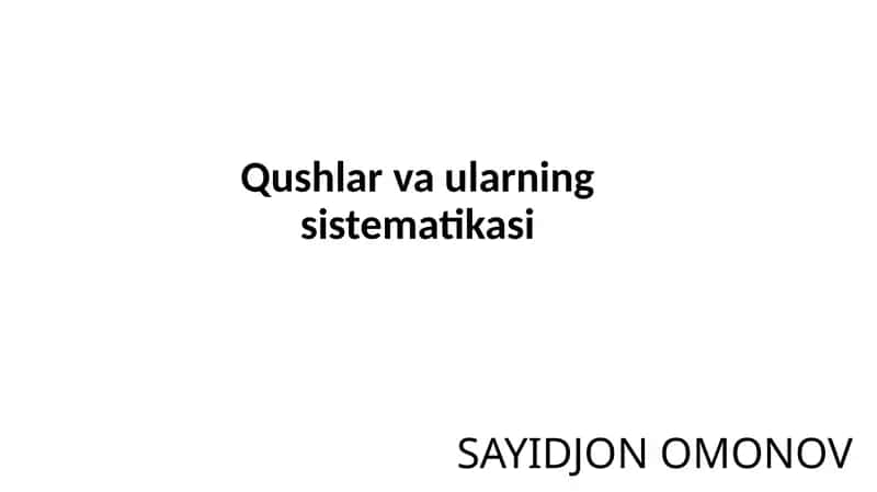 Qushlar va ularning sistematikasi 1