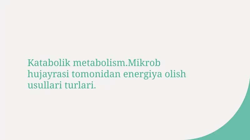 Katabolik metabolizm 1