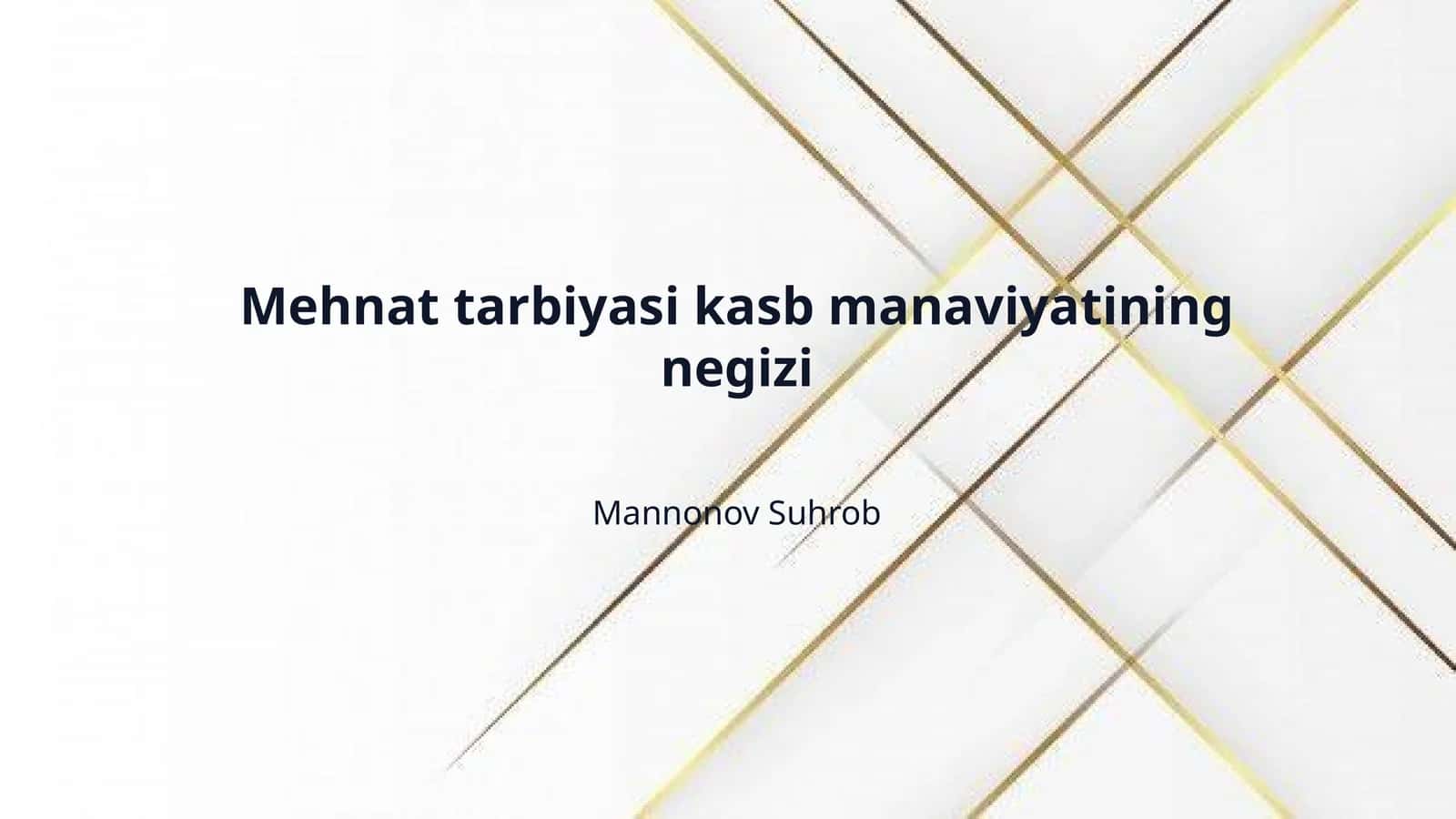 Mehnat tarbiyasi kasb manaviyatining negizi 1