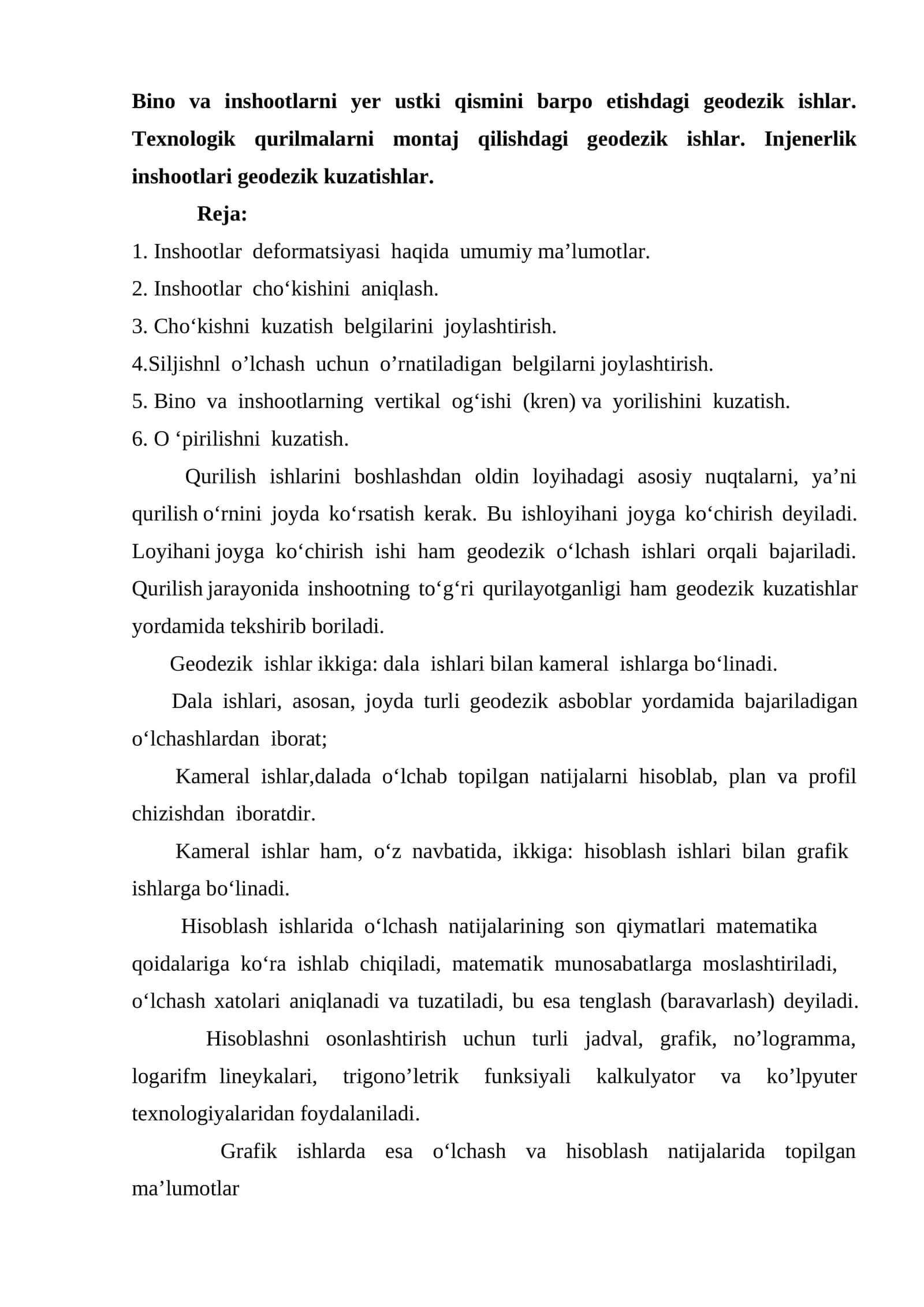 Geodezik ishlar 1