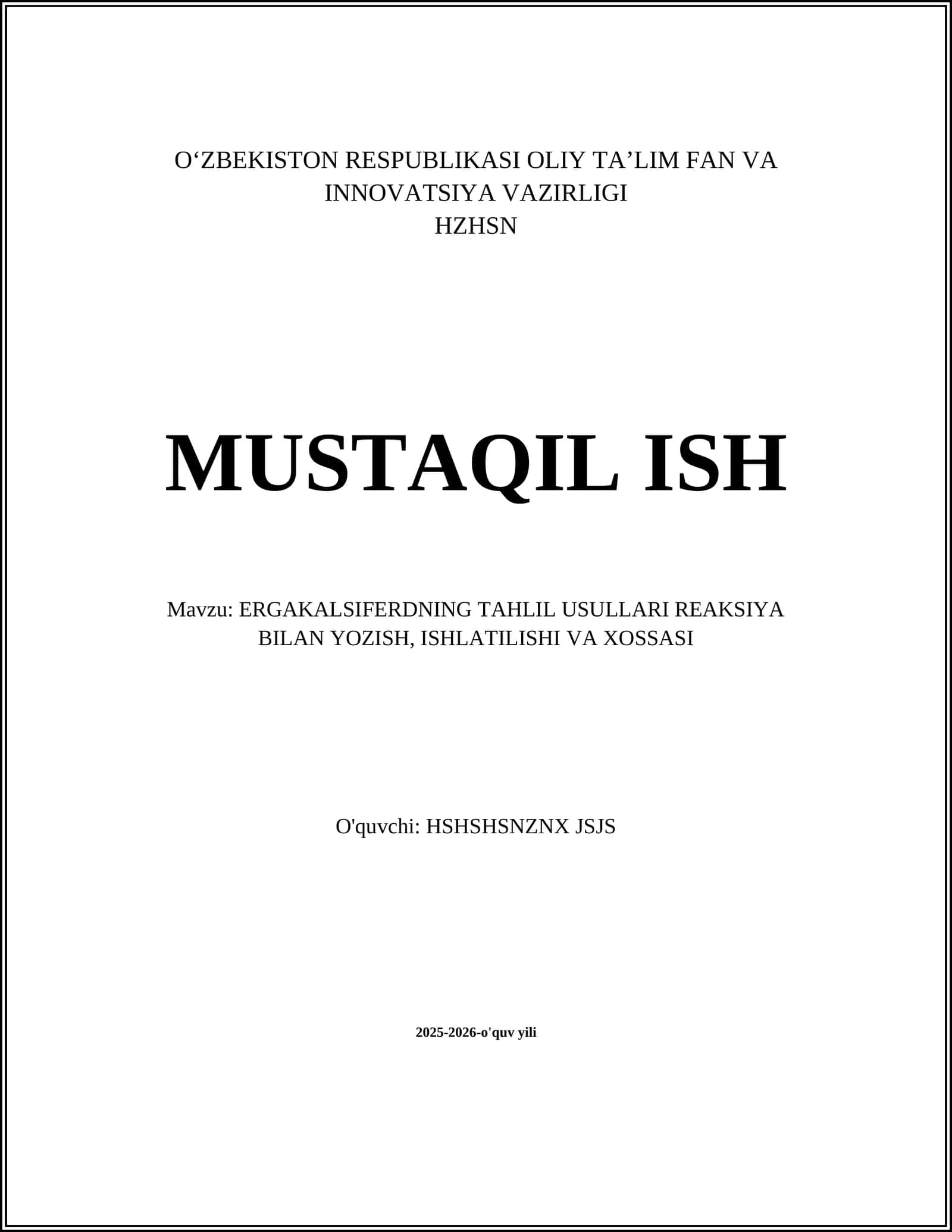 ERGAKALSIFERDNING TAHLIL USULLARI 1