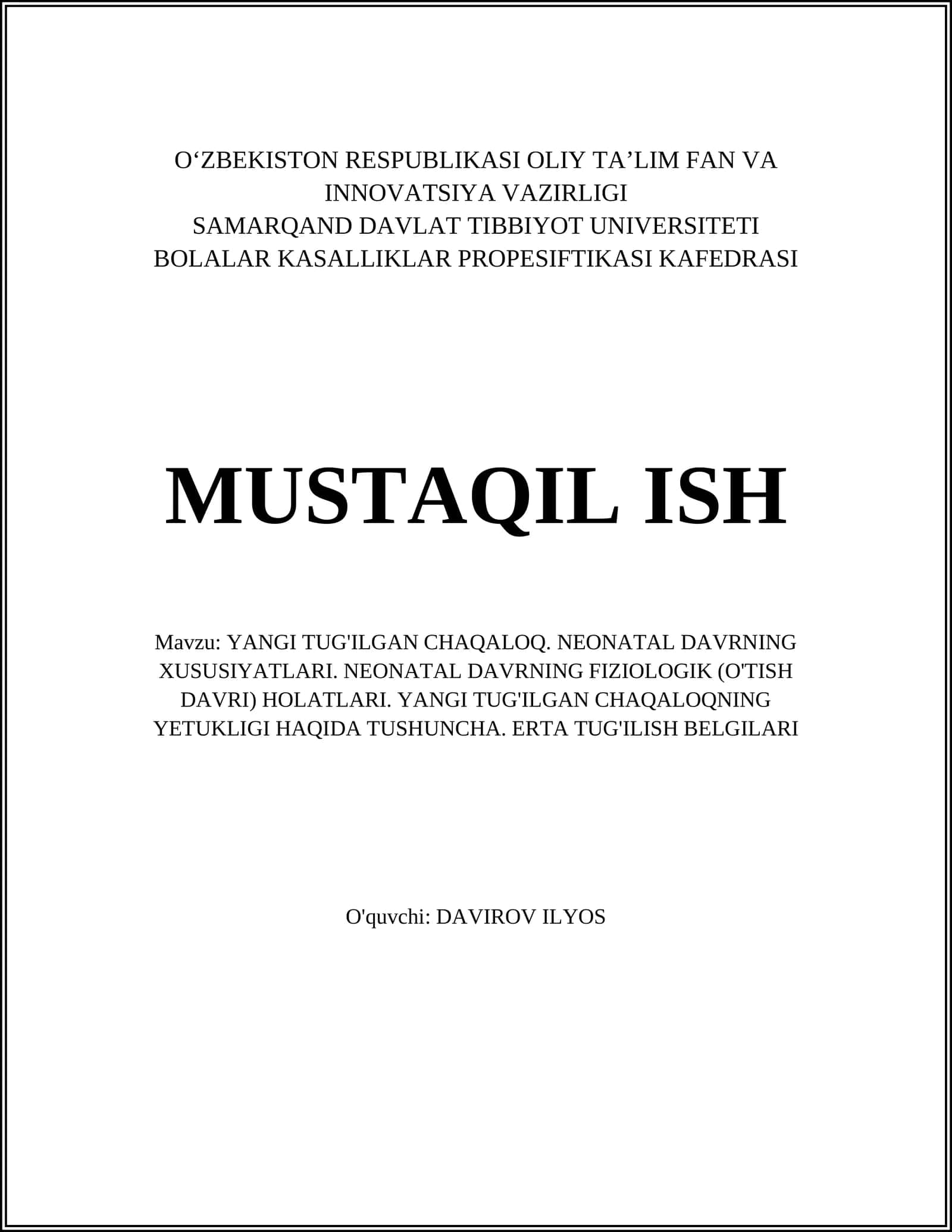 YANGI TUG'ILGAN CHAQALOQ 1