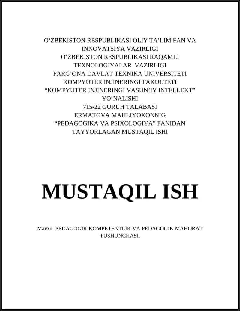 PEDAGOGIK KOMPETENTLIK VA PEDAGOGIK MAHORAT TUSHUNCHASI 1