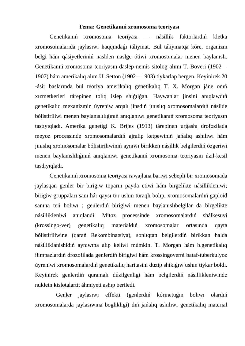 Genetikanıń xromosoma teoriyası 1