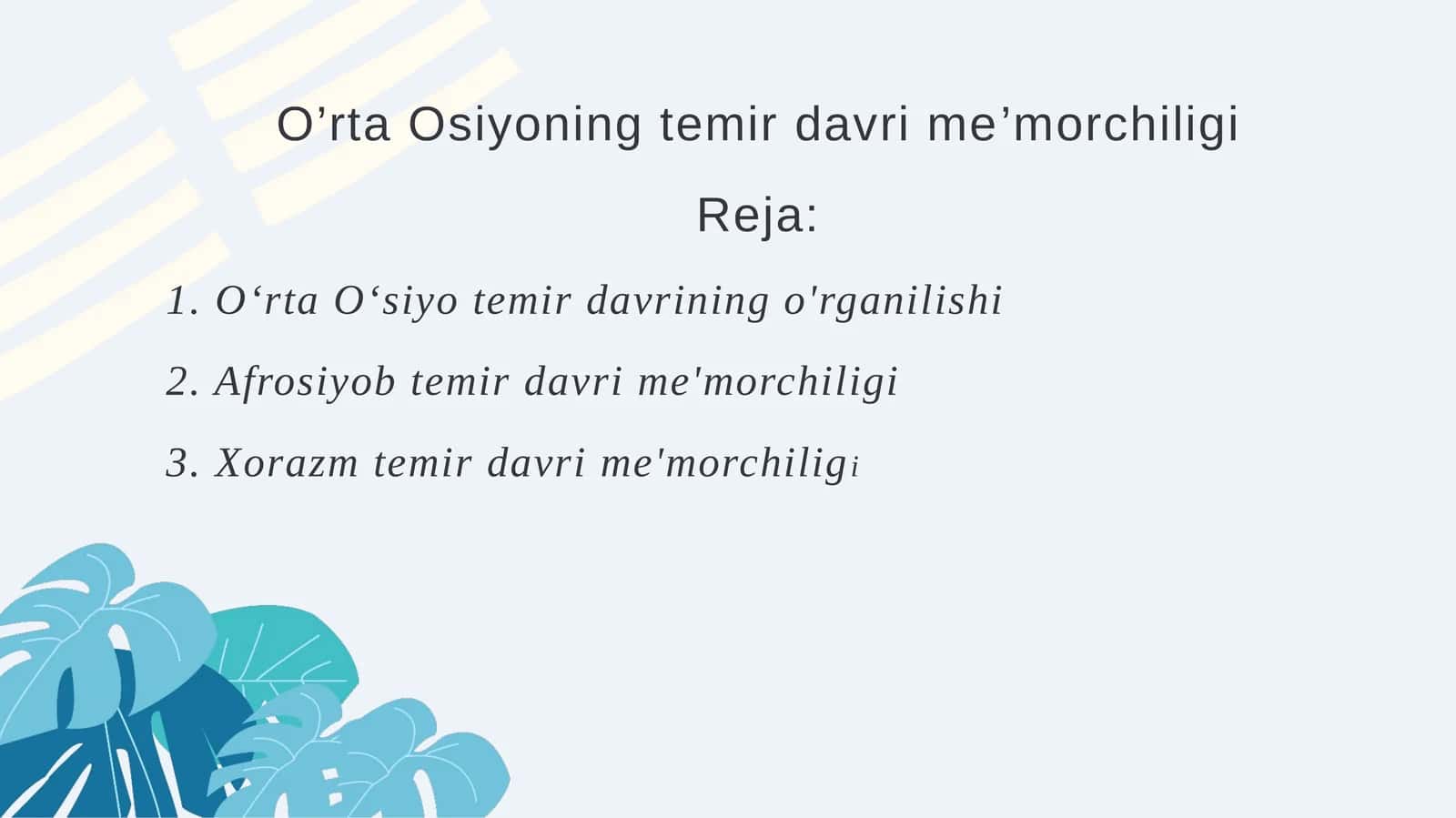 O’rta Osiyoning temir davri me’morchiligi 1